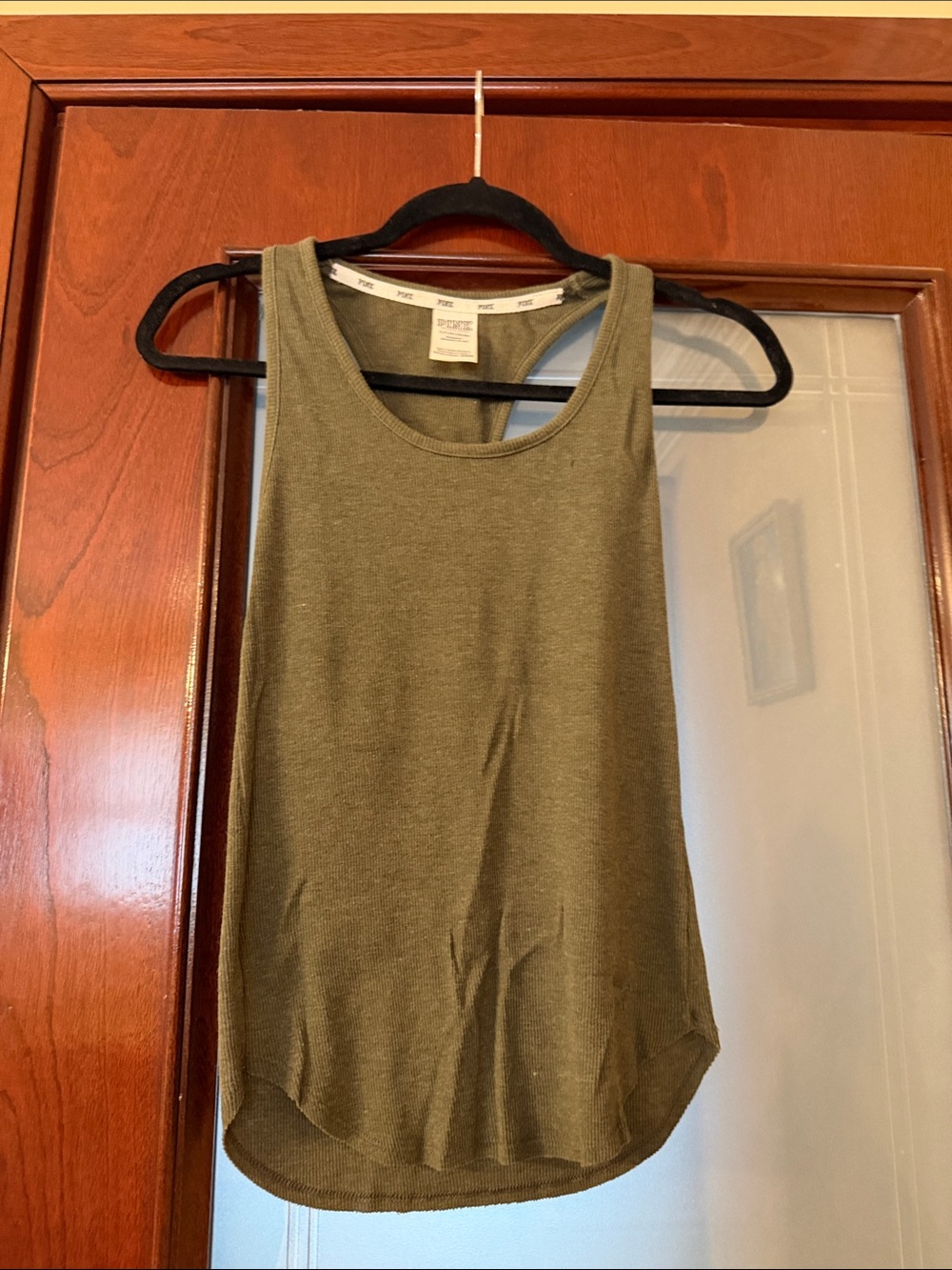 PINK Victoria's Secret Olive Green Scoop Neck Tank Top